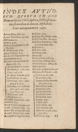 Index Authorum ... [Anfang]