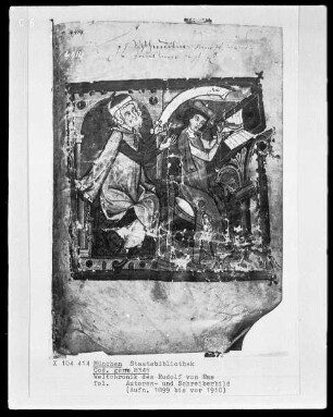 Rudolf von Ems, Weltchronik — Autoren- und Schreiberbild