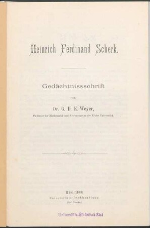 Heinrich Ferdinand Scherk : Gedächtnissschrift