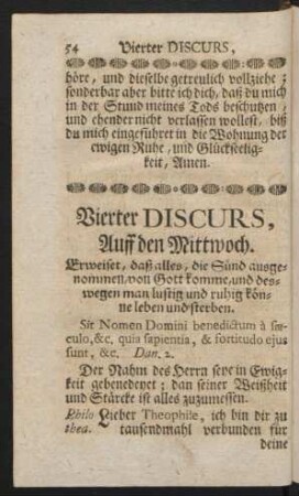 Vierter Discurs, Auff den Mittwoch.