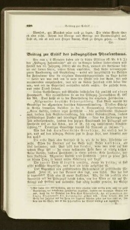 Beitrag zur Critik des pädagogischen Phrasenthums