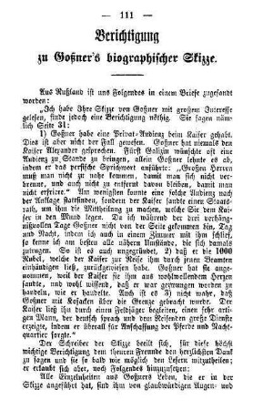Berichtigung zu Goßner's biographischer Skizze