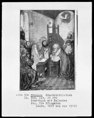 Gebetbuch mit Kalender — Ausgießung des heiligen Geistes, Folio 22verso