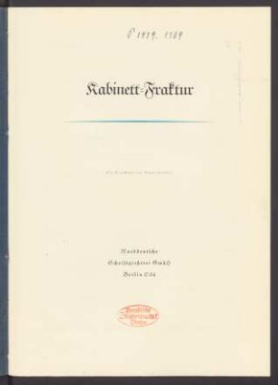 Kabinett-Fraktur : ein Neuschnitt der Unger-Fraktur