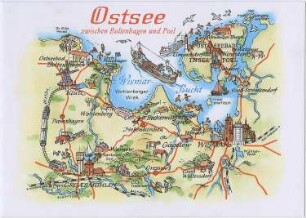 Klütz. Schematische Übersichtskarte der Wismarer Bucht, Ansichtskarte