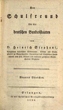 Der baierische Schulfreund : eine Zeitschrift. 19. 1826