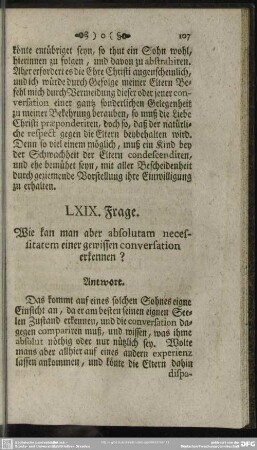 LXIX. Frage. Wie kan man aber absolutam necessitatem einer gewissen conversation erkennen?
