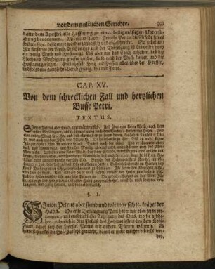 Cap. XV. Von dem schrecklichen Fall und hertzlichen Busse Petri.