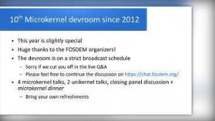 Microkernel devroom: Welcome and Introduction