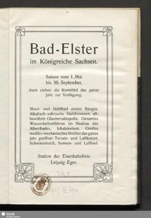 Bad-Elster im Königreiche Sachsen