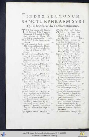 Index Sermonum Sancti Ephraem Syri