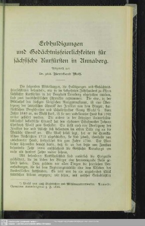 Erbhuldigungen und Gedächtnisfeierlichkeiten für sächsische Kurfürsten in Annaberg