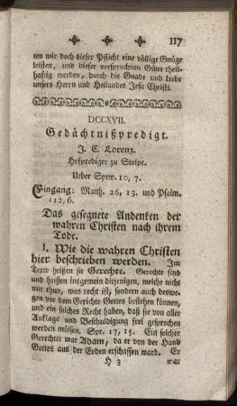 DCCXVII. Gedächtnißpredigt.