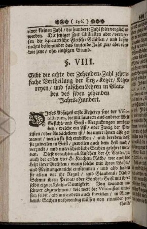 §. VIII. Gibt die achte der Zehenden-Zahl zehenfache Vertheilung der Ertz-Ketzer [...]