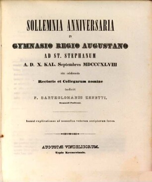 Jahresbericht über die Königliche Katholische Studien-Anstalt bei St. Stephan in Augsburg : im Studienjahre ... 1847/48