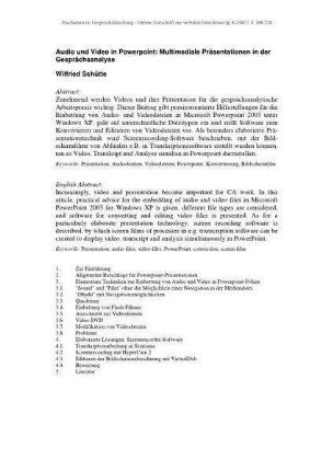 Audio und Video in Powerpoint: Multimediale Präsentationen in der Gesprächsanalyse