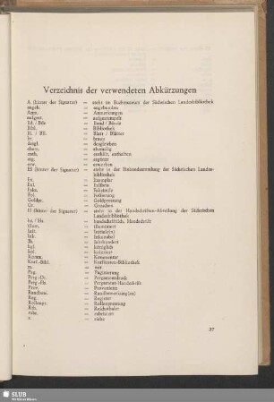 Verzeichnis der verwendeten Abkürzungen