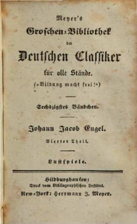 Johann Jacob Engel, 4. Lustspiele