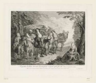 Ragotin declâme des vers des paysans croyent qu'il presche, aus: Illustrationen zu Paul Scarron, "Le Roman comique", 1651/7