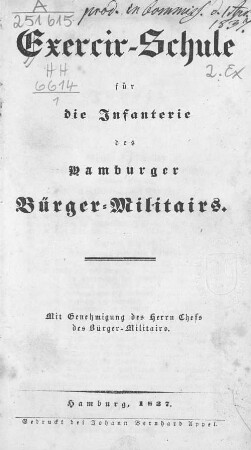 Exercir-Schule für die Infanterie des Hamburger Bürger-Militairs