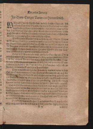 Die ander Zeitung. Jm Thon: Ewiger Vatter im Himmelreich.