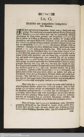 Lit. G : Wohledler und hochgelehrter, hochgeehrter Herr Amtman