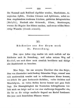 XI. Rückreise aus der Krym nach St. Petersburg