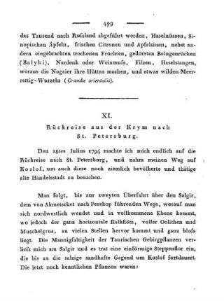 XI. Rückreise aus der Krym nach St. Petersburg