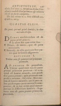 Quaestio CLXIV. De poenis peccati primi hominis, in duos articulos divisa.