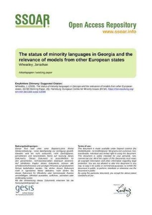 The status of minority languages in Georgia and the relevance of models from other European states