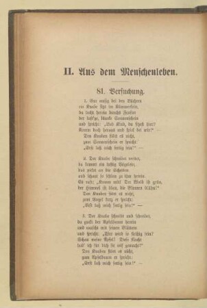 II. Aus dem Menschenleben