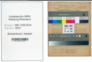Entnazifizierung Herbert Schoenbrunn , geb. 02.07.1904 (Verwaltungssekretaer)