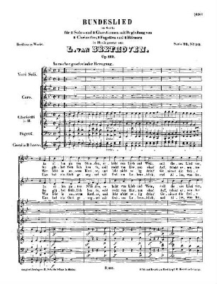 Beethoven's Werke, 213 = Serie 22: Gesänge mit Orchester. Bundeslied : op. 122