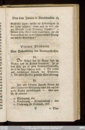Vierter Abschnitt. Von Behandlung der Naturgeschichte.