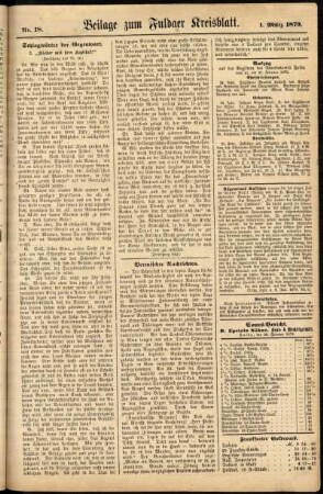 Zweite Ausgabe vom Samstag, den 01. März 1879.
