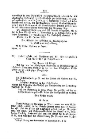 Zulässigkeit des Rechtsweges bei Streitigkeiten über Beiträge zu Schulbauten : [IV. Elementarschulwesen]