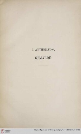 I. Abtheilung: Gemälde
