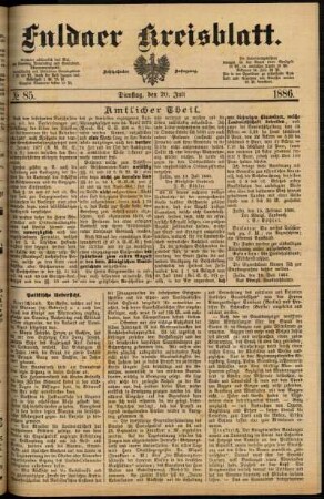 Ausgabe vom Dienstag, den 20. Juli 1886.