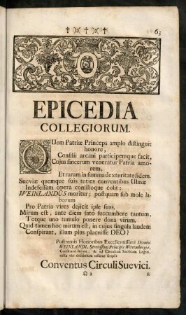 63-71, Epicedia Collegiorum.