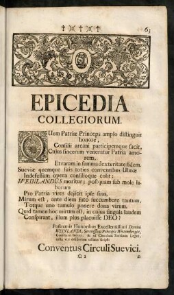 63-71, Epicedia Collegiorum.