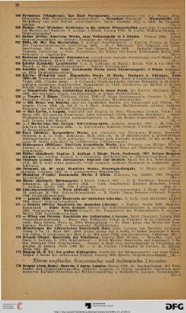 Ältere englische, französische und italienische Literatur (Nr. 176-203)