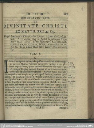 Observatio LXVII. De Divinitate Christi, Ex Matth. XXII. 42. sqq.