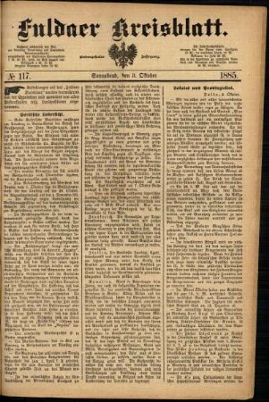Ausgabe vom Samstag, den 03. Oktober 1885.