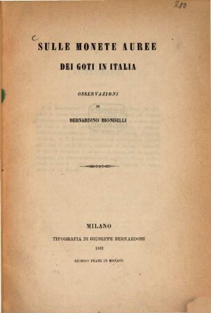 Sulle monete auree dei Goti in Italia