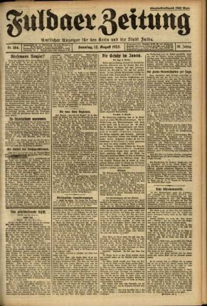 Erste Ausgabe vom Sonntag, den 12. August 1923.