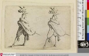 [Mann mit Mantel und Federhut]