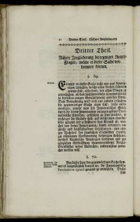Dritter Theil. Nähere Zergliederung dererjenigen Rechts-Fragen, welche in dieser vorkommen können.