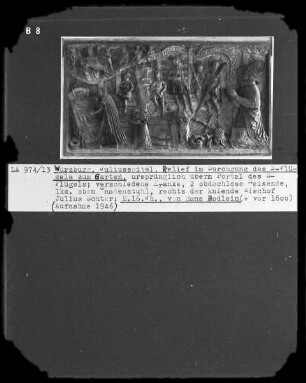 Darstellungen des Stifters (Julius Echter von Mespelbrunn) und des Krankenhausbetriebs