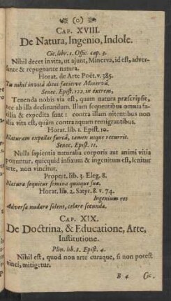 Cap. XIX. De Doctrina, & Educatione, Arte, Institutione.
