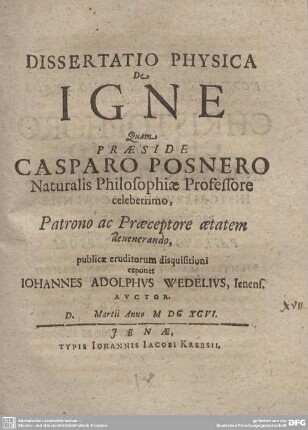 Dissertatio Physica de Igne